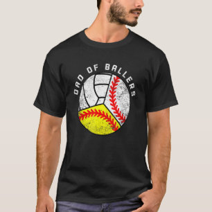 Mens Dad Of Ballers   Baseball Softball Volleyball T-Shirt