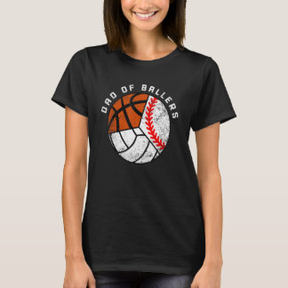 Mens Dad Of Ballers   Baseball Volleyball Basketba T-Shirt