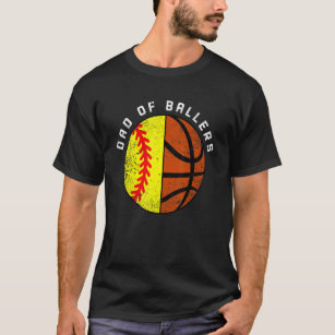 Mens Dad Of Ballers   Softball Basketball Dad T-Shirt