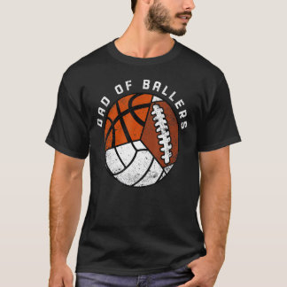 Mens Dad Of Ballers   Volleyball Basketball Footba T-Shirt