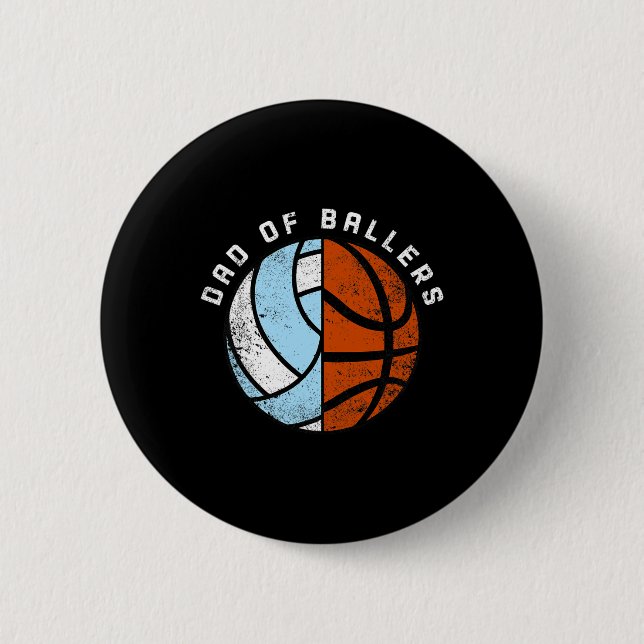 Mens Dad Of Byllers Fun Bysketbyll Volleybyll Dad  Button (Front)