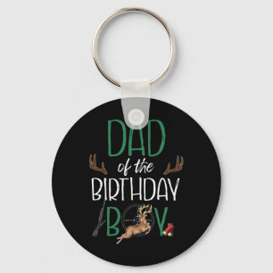 Mens Dad Of The Birthday Boy Big One Birthday Deer Keychain