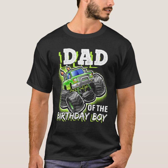 Mens Dad of the Birthday Boy Monster Truck Birthda T-Shirt (Front)