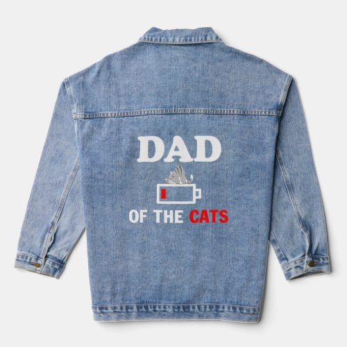 Mens Dad Of The Cat Battery Low Tired Parenting  Denim Jacket