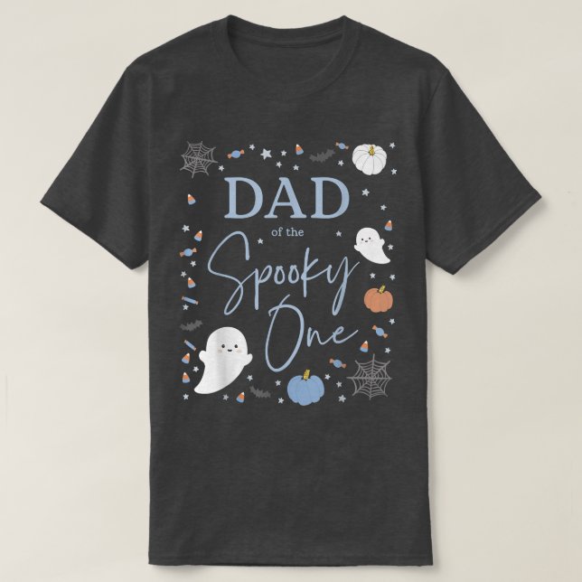 Mens Dad of the Spooky One First Birthday Blue Boy T-Shirt (Design Front)