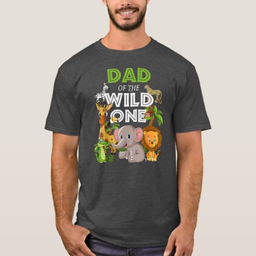 Mens Dad Of the Wild One Zoo Birthday 1st Safari T_Shirt