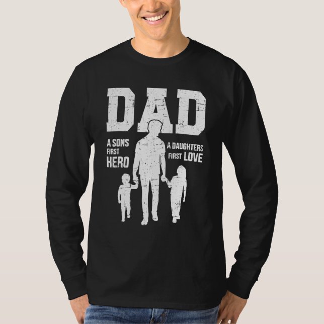 Mens Dad Sons First Hero Daughter Love For Father' T-Shirt (Front)