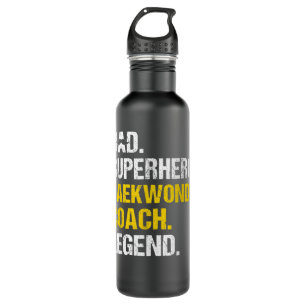 Mens Dad Superhero Taekwondo Coach Funny Taekwondo Stainless Steel Water Bottle