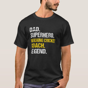 Mens Dad Superhero Walking Cricket Coach Funny  T-Shirt