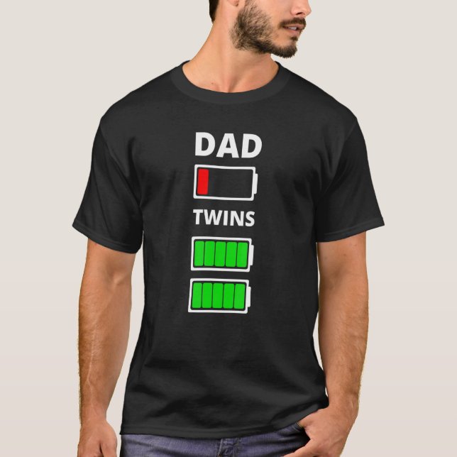 Mens Dad Tired Low Battery Twins Full Charge  Mens T-Shirt (Front)