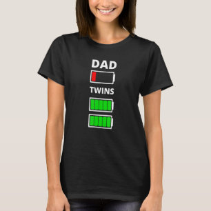 Mens Dad Tired Low Battery Twins Full Charge  Mens T-Shirt