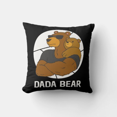 Mens Dada Bear Dad Kids Daughter Son Papa Bear  Throw Pillow