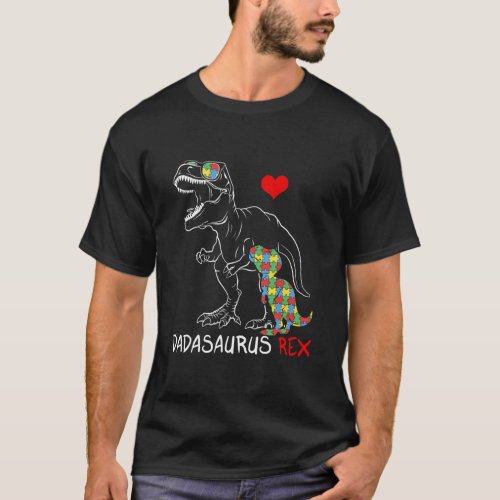 Mens Dadasaurus Daddy Rex Autism Awareness Proud T_Shirt