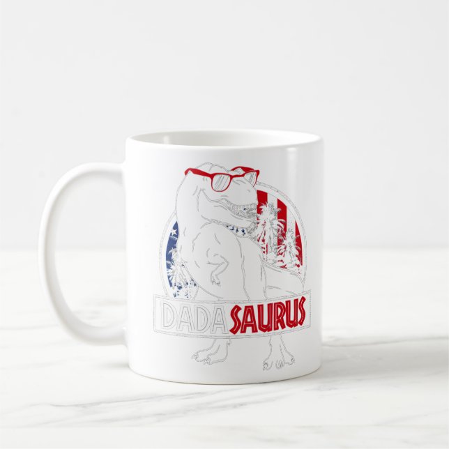 Mens Dadasaurus Dinosaur Dad Daddy Rex American Fl Coffee Mug (Left)