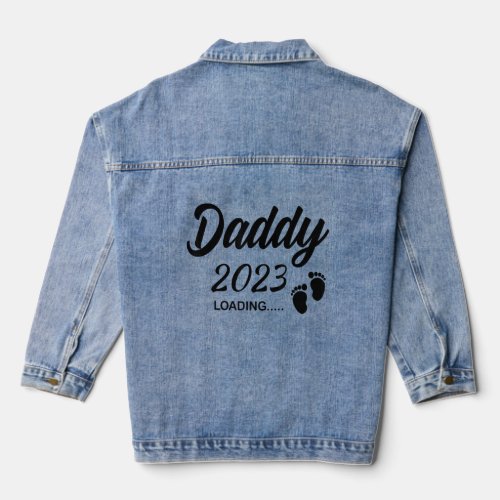 Mens Daddy 2023 Loading Future New Dad Baby Announ Denim Jacket