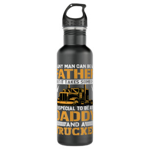 Mens Daddy And a Trucker Quote Semi Truck Driver M Stainless Steel Water Bottle