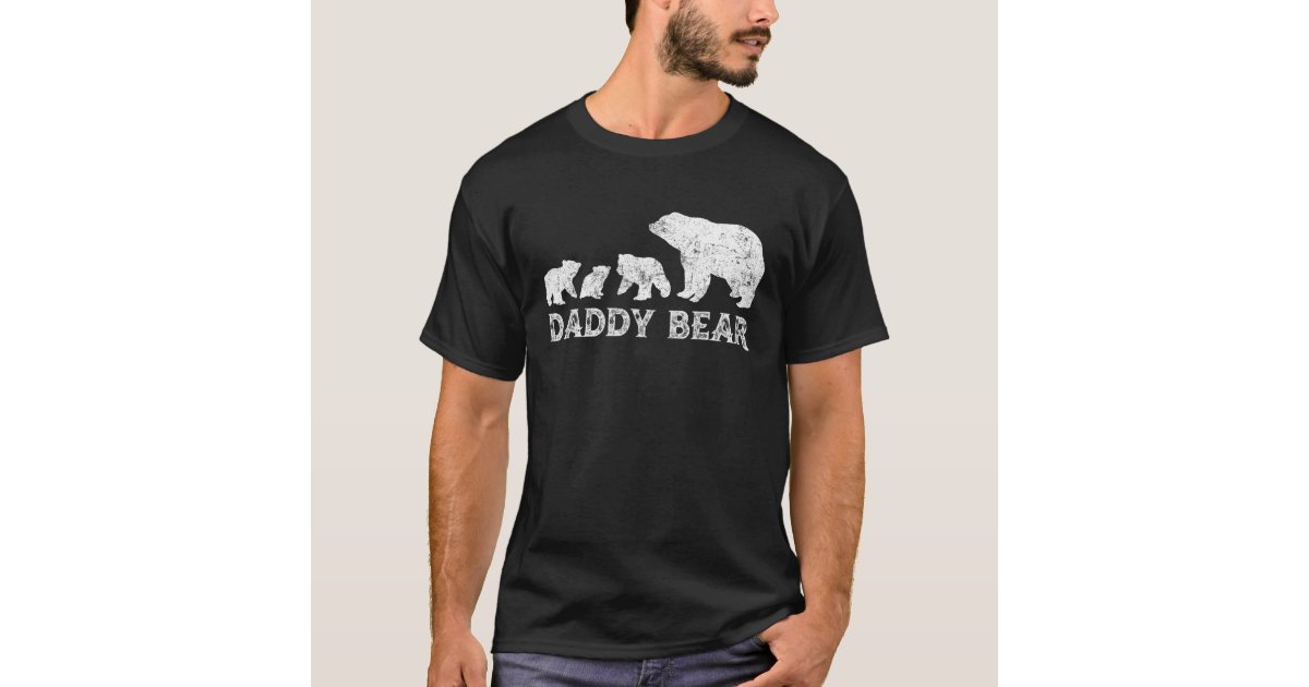 Mens Daddy Bear With 3 Three Cubs Dad Father Papa T-Shirt