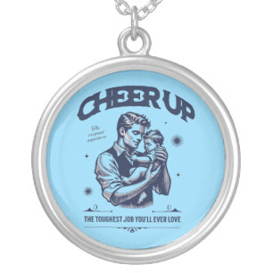MEN'S DADDY CHEER UP ROUND SILVER NECKLACE