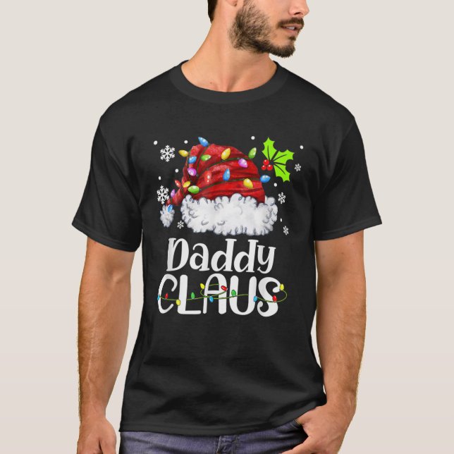 Mens Daddy Claus Santa Hat Christmas Light Xmas Fa T-Shirt (Front)