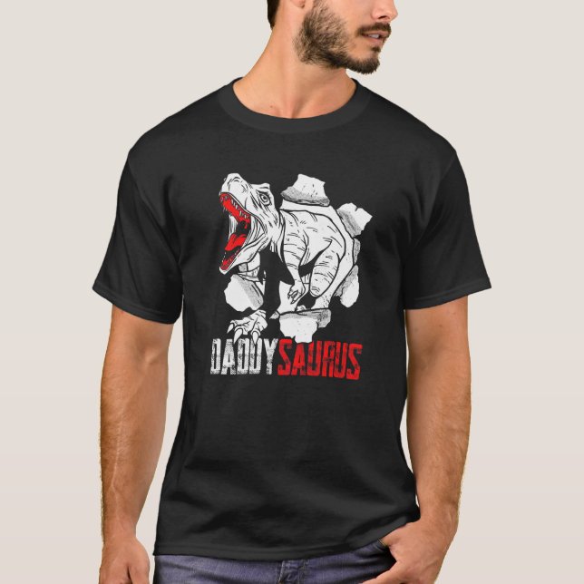 Mens Daddy Dino T Rex Father Papa Poppa Father Ste T-Shirt (Front)