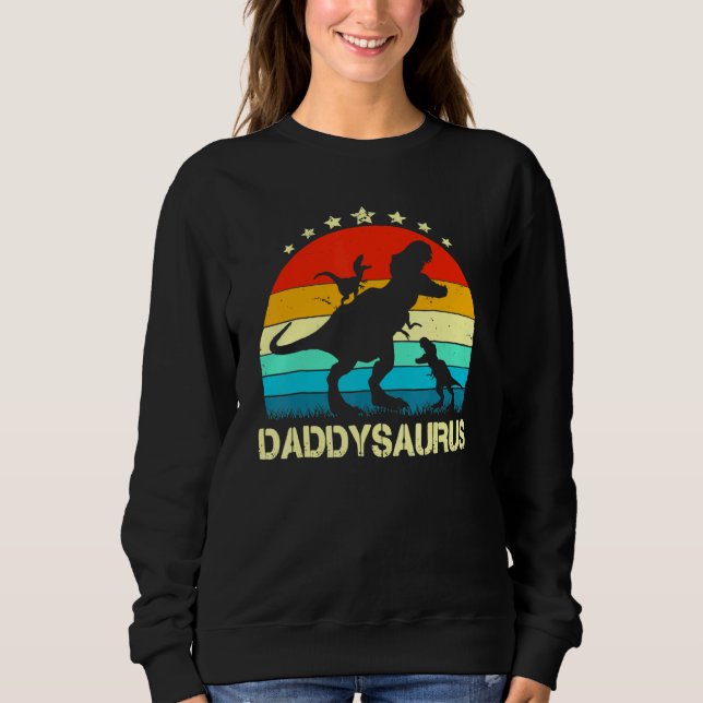 Mens Daddy Dinosaur Daddysaurus 2 Two Kids Father' Sweatshirt (Front)