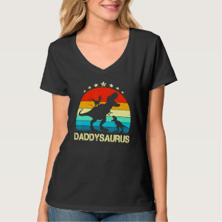 Mens Daddy Dinosaur Daddysaurus 2 Two Kids Father' T-Shirt