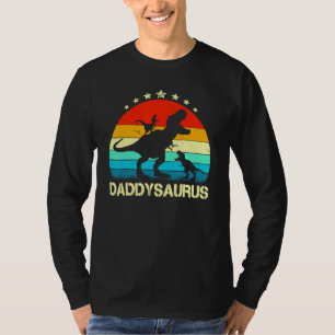 Mens Daddy Dinosaur Daddysaurus 2 Two Kids Father' T-Shirt