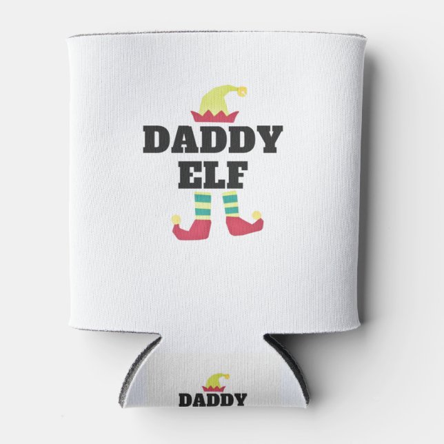 Mens Daddy Elf Funny Matching Christmas Gift Can Cooler (Front)