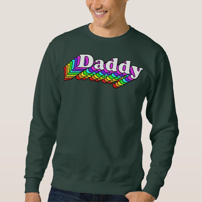 Mens Daddy Gay Daddy Bear Retro LGBT Rainbow Sweatshirt (Front)