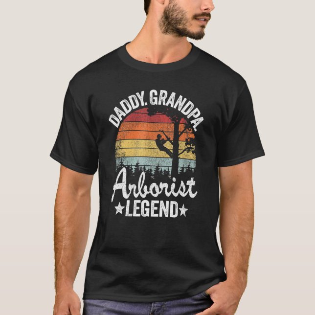Mens Daddy Grandpa Arborist Legend Tree Climbing D T-Shirt (Front)