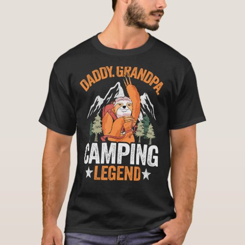 Mens Daddy Grandpa Camping Legend Sloth Rv Camper  T_Shirt