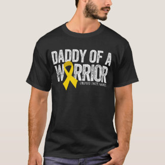 Mens Daddy of a Warrior Childhood Cancer Dad T-Shirt