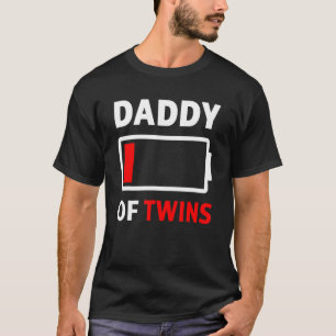 Mens Daddy Of Twins Low Battery Tees Cute Twin Dad