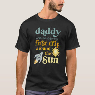 Mens Daddy Outer Space 1st Birthday First Trip Aro T-Shirt