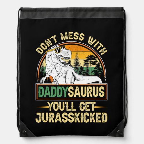Mens Daddy Rex Saurus Fathers Day Christmas Drawstring Bag