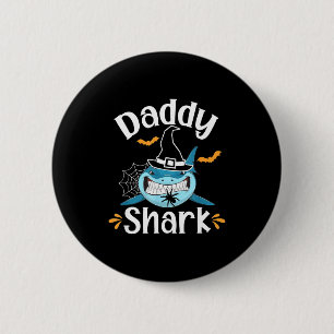 Mens Daddy Shark Funny Halloween Daddy Announcemen Button