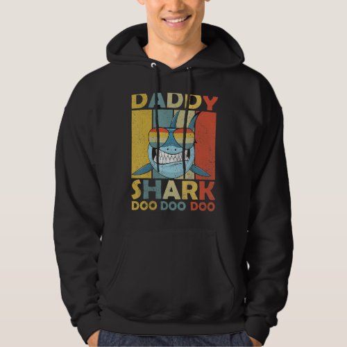 Mens Daddy Shark  Retro Pajamas Father Day Daddy Hoodie