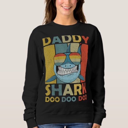 Mens Daddy Shark  Retro Pajamas Father Day Daddy Sweatshirt