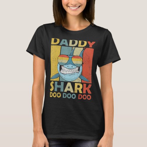 Mens Daddy Shark  Retro Pajamas Father Day Daddy T_Shirt