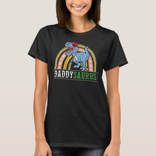 Mens Daddysaurus Rex  Rainbow Daddy Saurus Family  T_Shirt