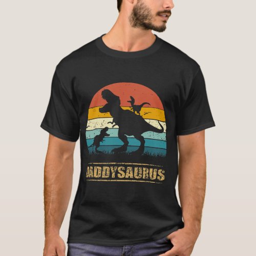 Mens Daddysaurus T Rex Fathers Day Daddy Saurus T_Shirt