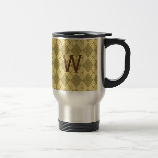 Men's Dad's Monogrammed Travel Coffee Mug Gift (Right)