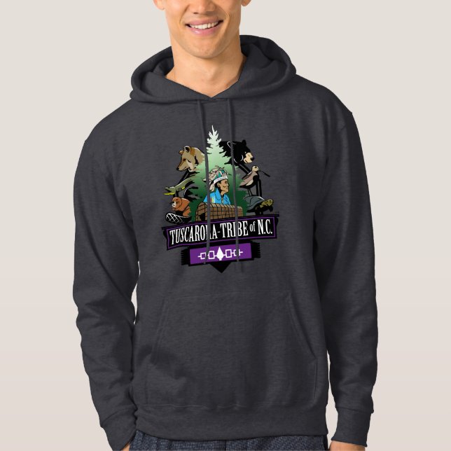 Men's Dark Hooded Sweatshirt - Tuscarora Tribe NC (Front)