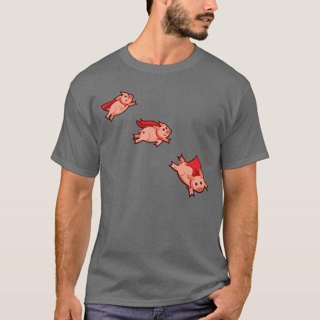 Men's Dark T-shirt - When Pigs Fly (Front)