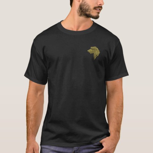 Mens Dark T_Shirt With Gold Wolfhound Head