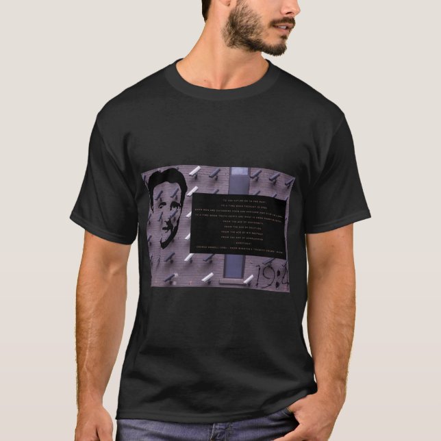 Mens Dark T-shirt with Orwell's warnings (Front)