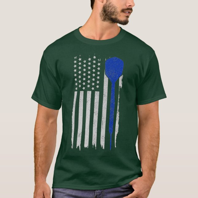 Mens Darts American Flag Patriotic Darts Player T-Shirt (Front)