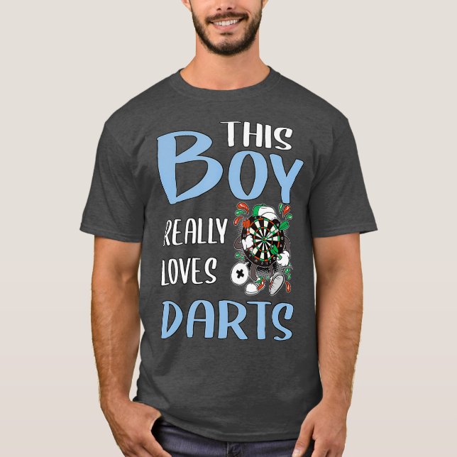 Mens Darts Player Gift This Boy Really Loves T-Shirt (Front)