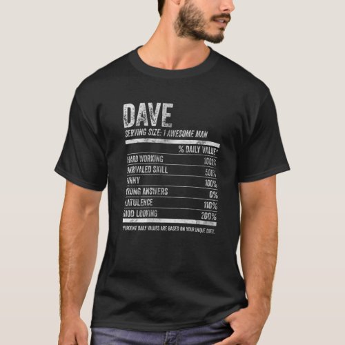 Mens Dave Nutrition Personalized Name Funny Name F T_Shirt