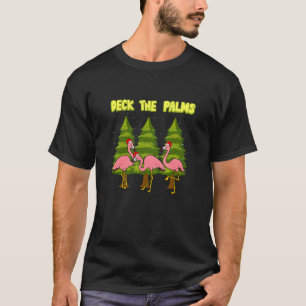 Mens Deck The Palms Tropical Flamingos Christmas P T-Shirt